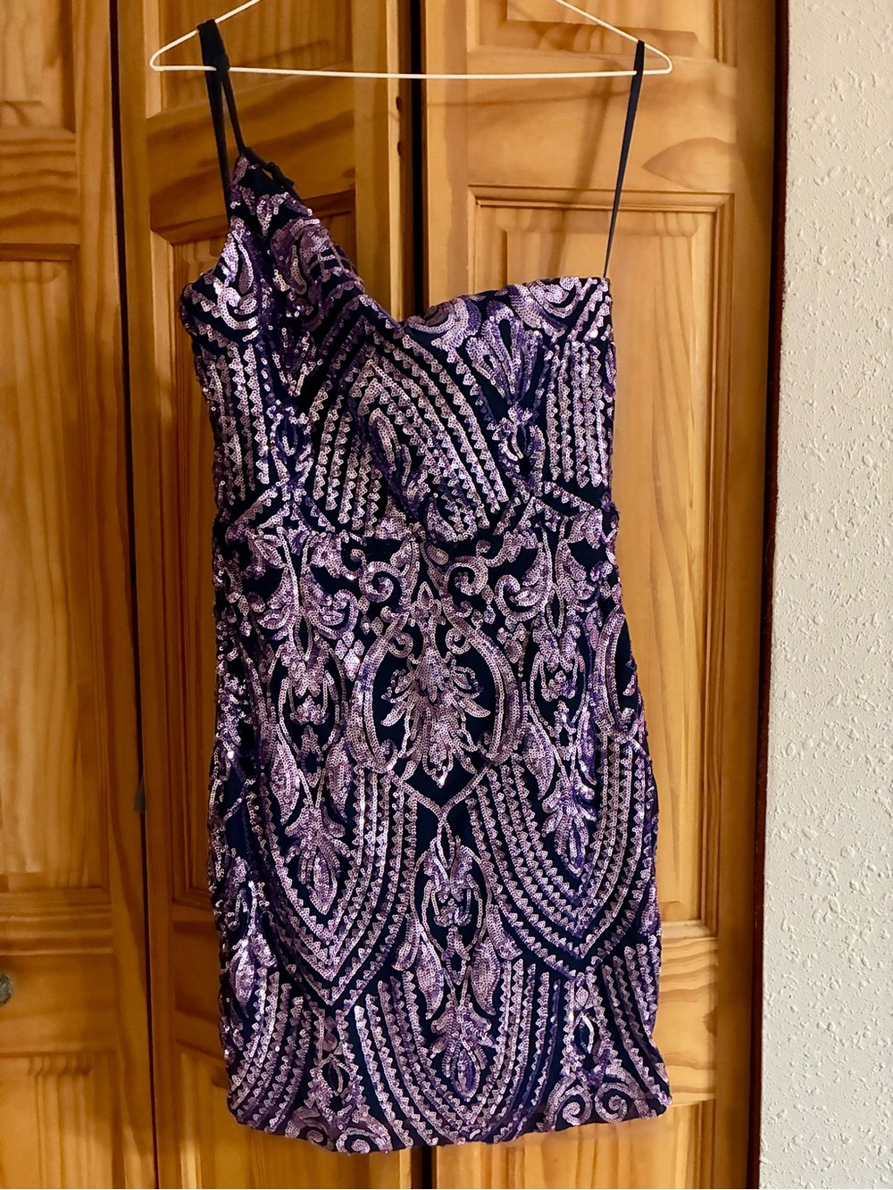 One Shoulder Purple Sequin Homecoming or Prom